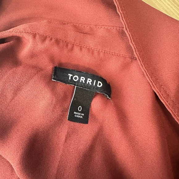Torrid Belted Sheer Coat Roll-Tab Sleeve in Copper Sz 0/L - Picture 3 of 12